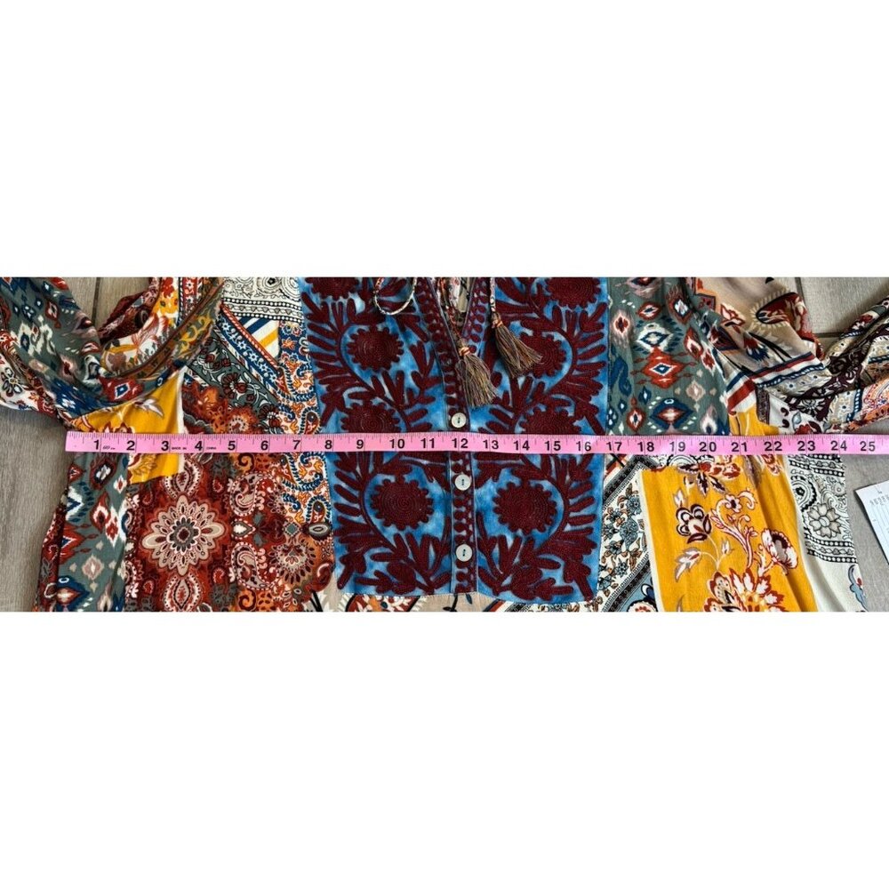 John Mark 1X Colorful Embroidered Tasseled 3/4 Sleeve Tunic Top NWOT - Picture 15 of 15